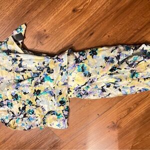 Ann Taylor Silk Yellow Purple and Blue Floral Dress